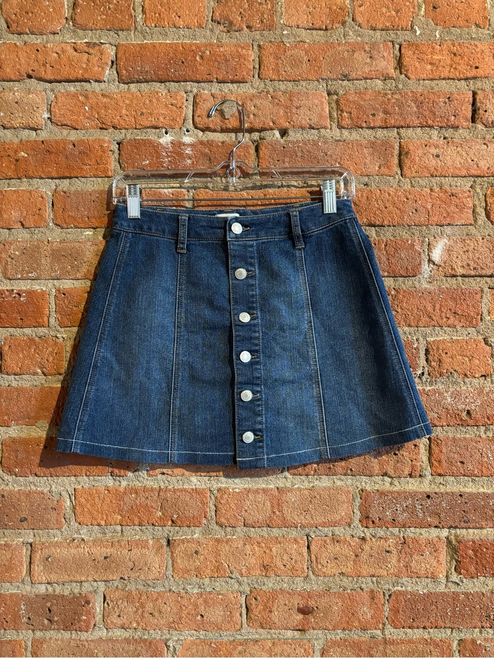 Mossimo Supply Co. Dark Blue Button-Front Denim Mini Skirt